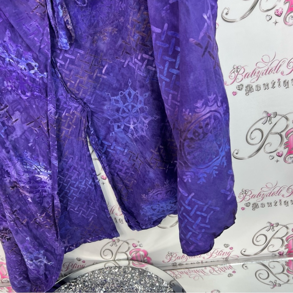 Golden Lady Purple cardigan wrap cape coverup  Tie-Front Blouse - Picture 3 of 8
